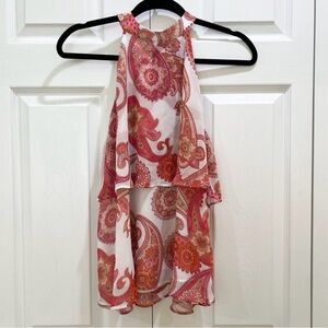 Express Pink and Orange Paisley Halter Blouse